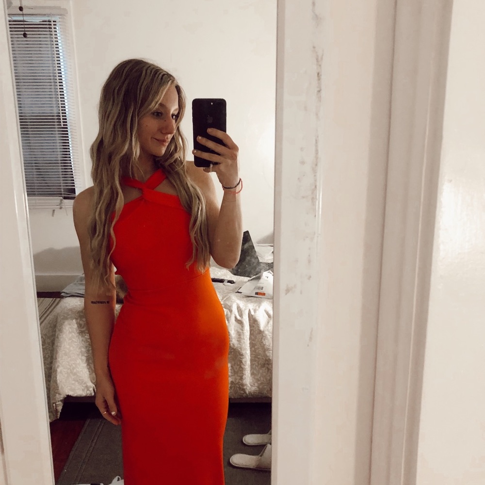 Misguided Orange maxi dress